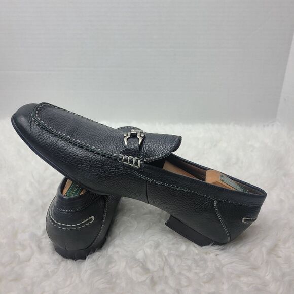 Aston Grey Navarro Black Leather Loafers Size 10.5 Casual Shoes Horsebit Detail main image 6